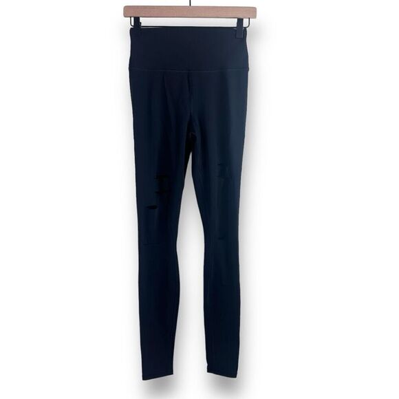 Alo Yoga Pants - Alo Yoga Women's S High Waist Ripped Warrior Leggings Black Trendy Athleisure